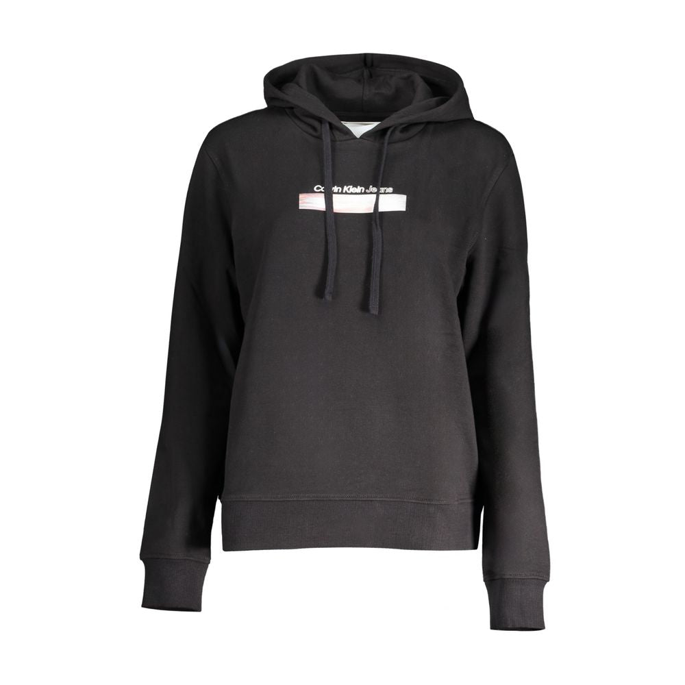 Sweatshirt en coton noir pour femmes de Calvin Klein, style décontracté et confortable, vue de face.