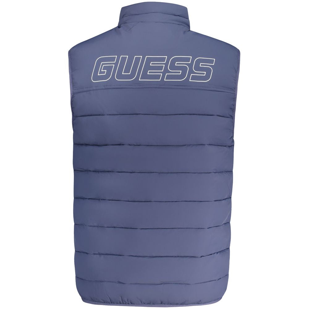 Veste en jean bleu pour homme de Guess Jeans avec détails en spandex, style décontracté et coupe ajustée.