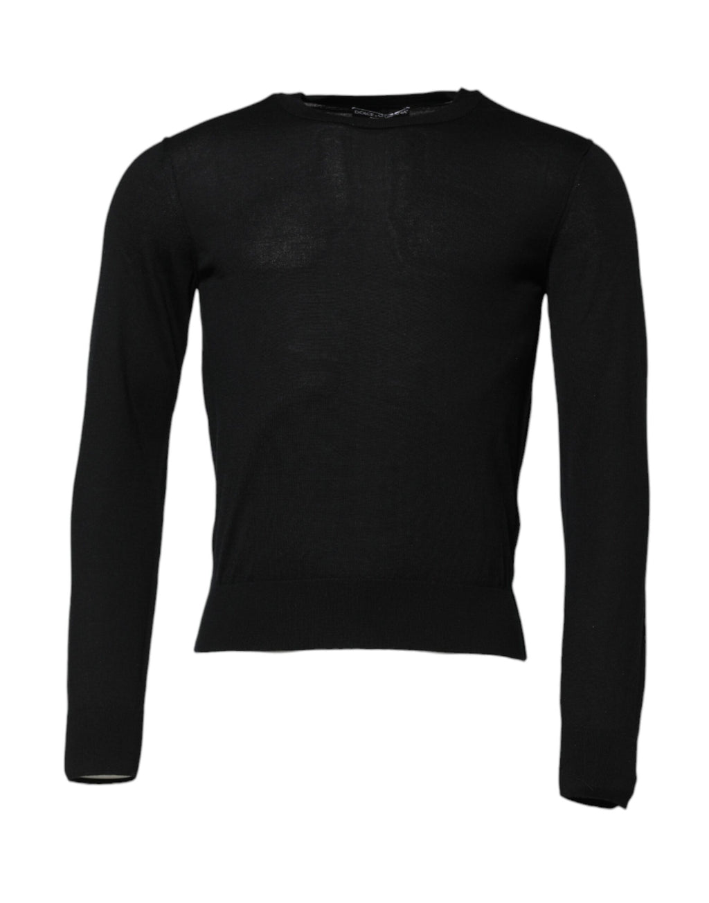 T-shirt noir en cachemire à col rond à manches longues de Dolce & Gabbana, élégante et confortable.