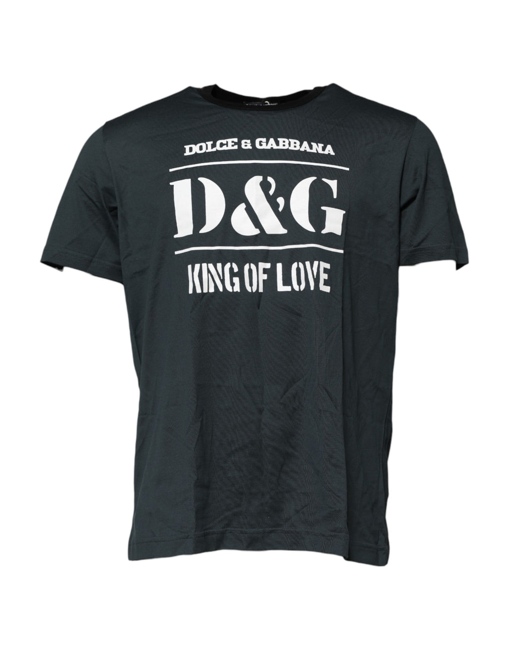 T-shirt à manches courtes en coton noir Dolce & Gabbana avec imprimé graphique, vue de face.