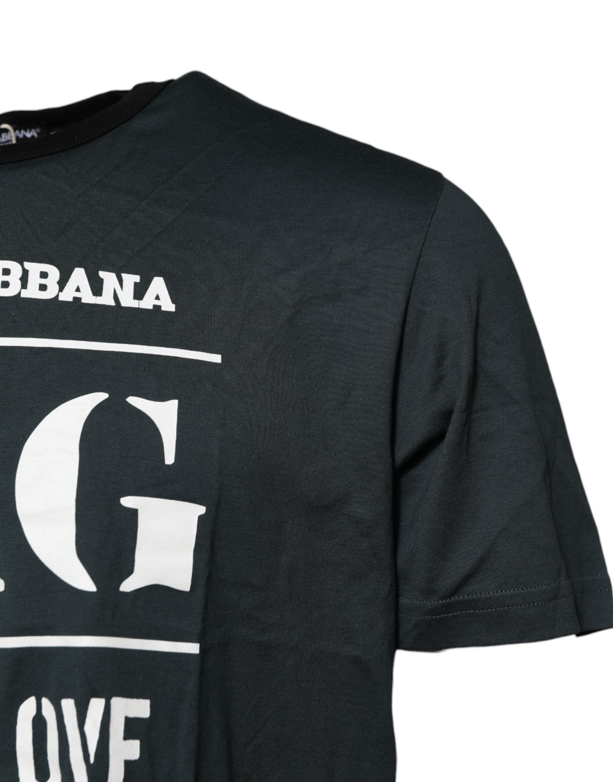 T-shirt Dolce & Gabbana en coton noir avec imprimé à manches courtes, look décontracté et style élégant.