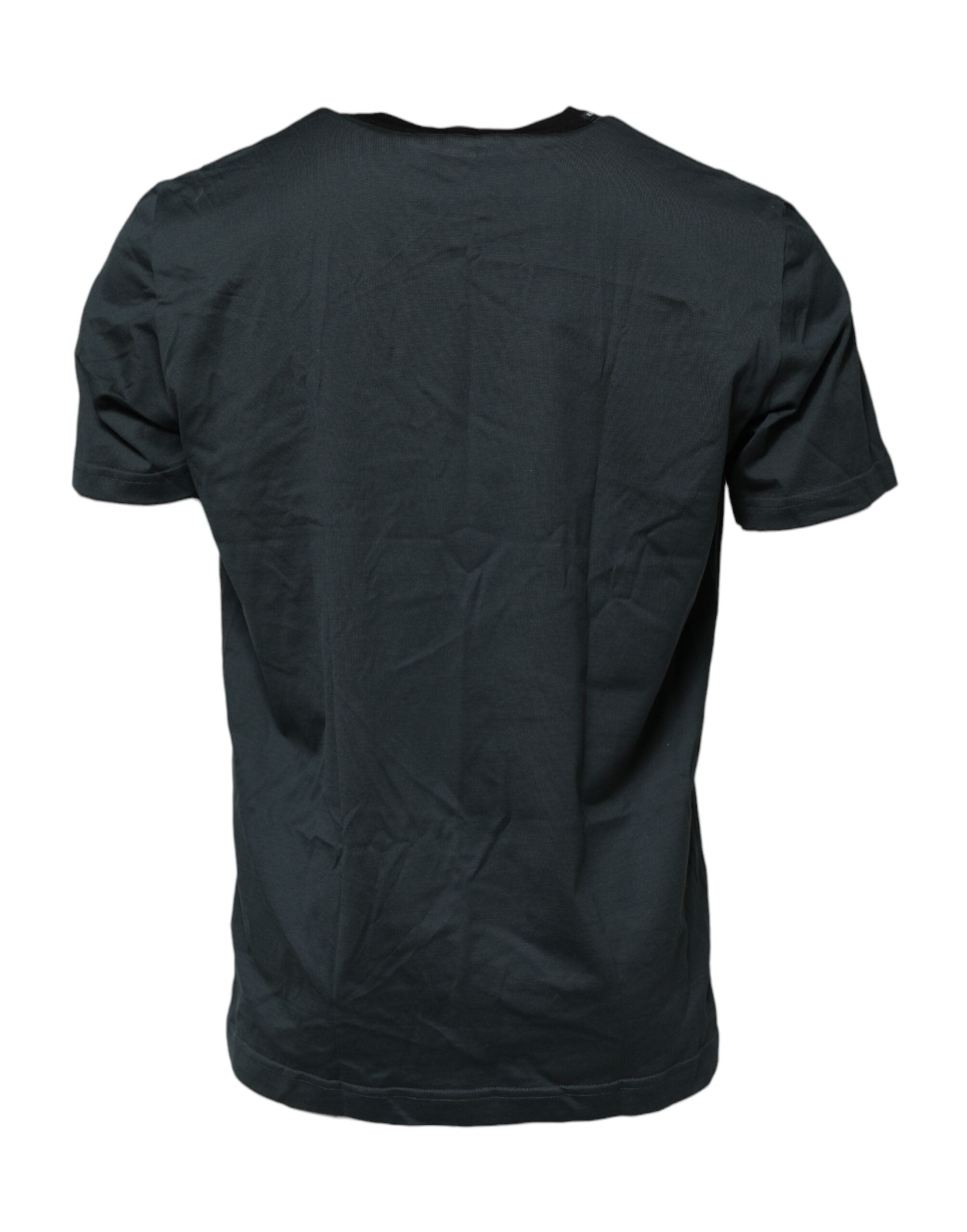 T-shirt Dolce & Gabbana en coton noir avec impression à manches courtes, style décontracté et logo visible.