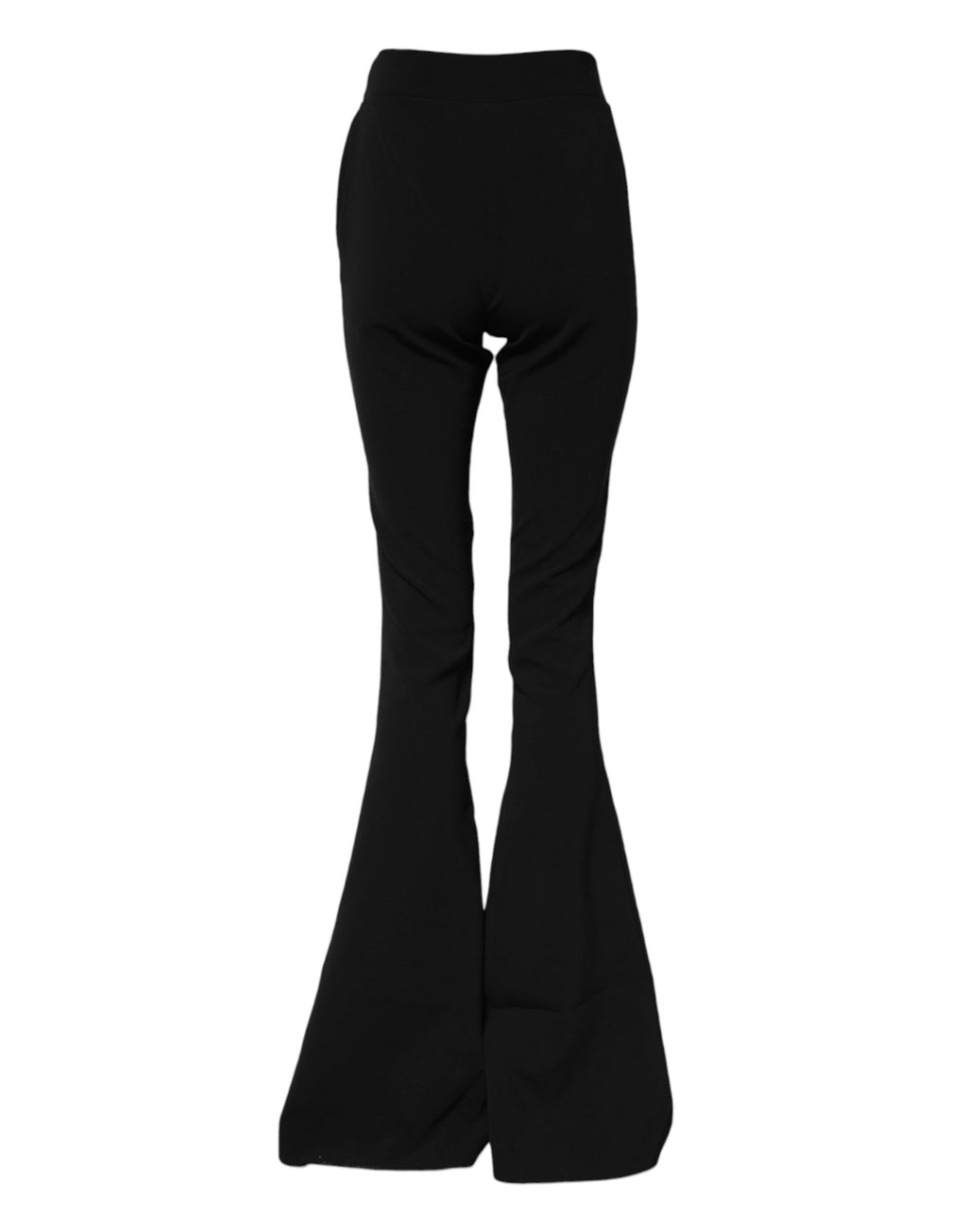Pantalons flare en polyester noir à taille haute de Dsquared², vue de face avec détails de la coupe élégante.