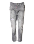 Jeans gris délavé taille moyenne ajustée Dsquared², coupe tapered, tissu en denim avec détails usés.