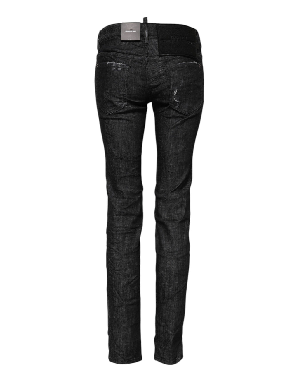 Jeans skinny en coton noir à taille basse de Dsquared², coupe ajustée et style tendance, visible en image.