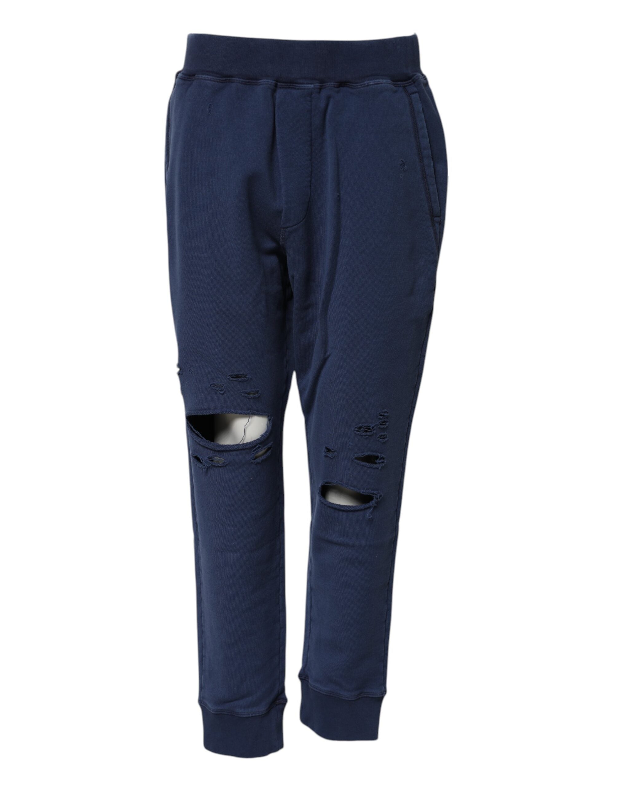 Pantalon jogger bleu en coton à taille moyenne de Dsquared², style décontracté et moderne, visible en image.