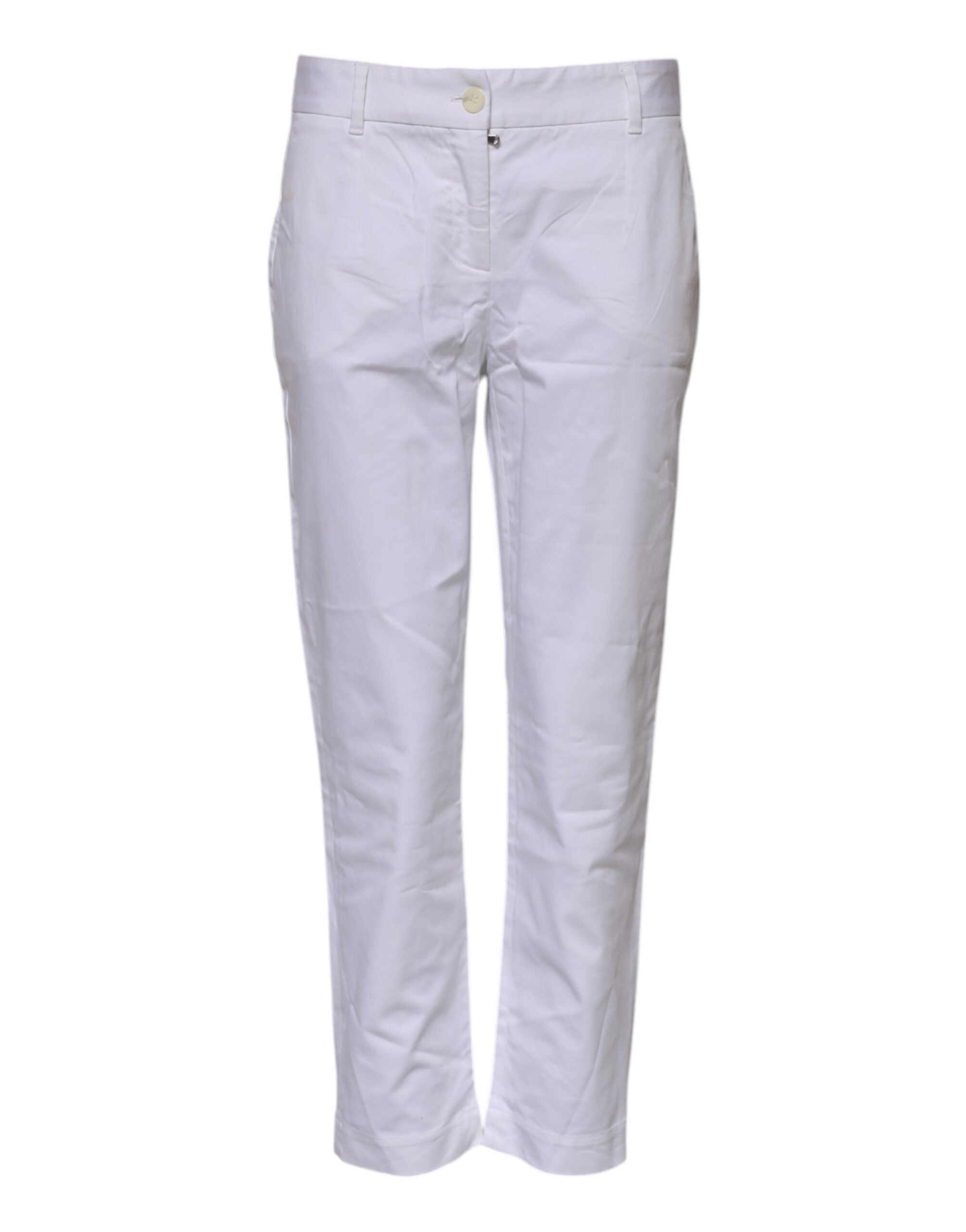 Jeans blancs en coton stretch à taille moyenne de Dolce & Gabbana, coupe moderne et élégante.