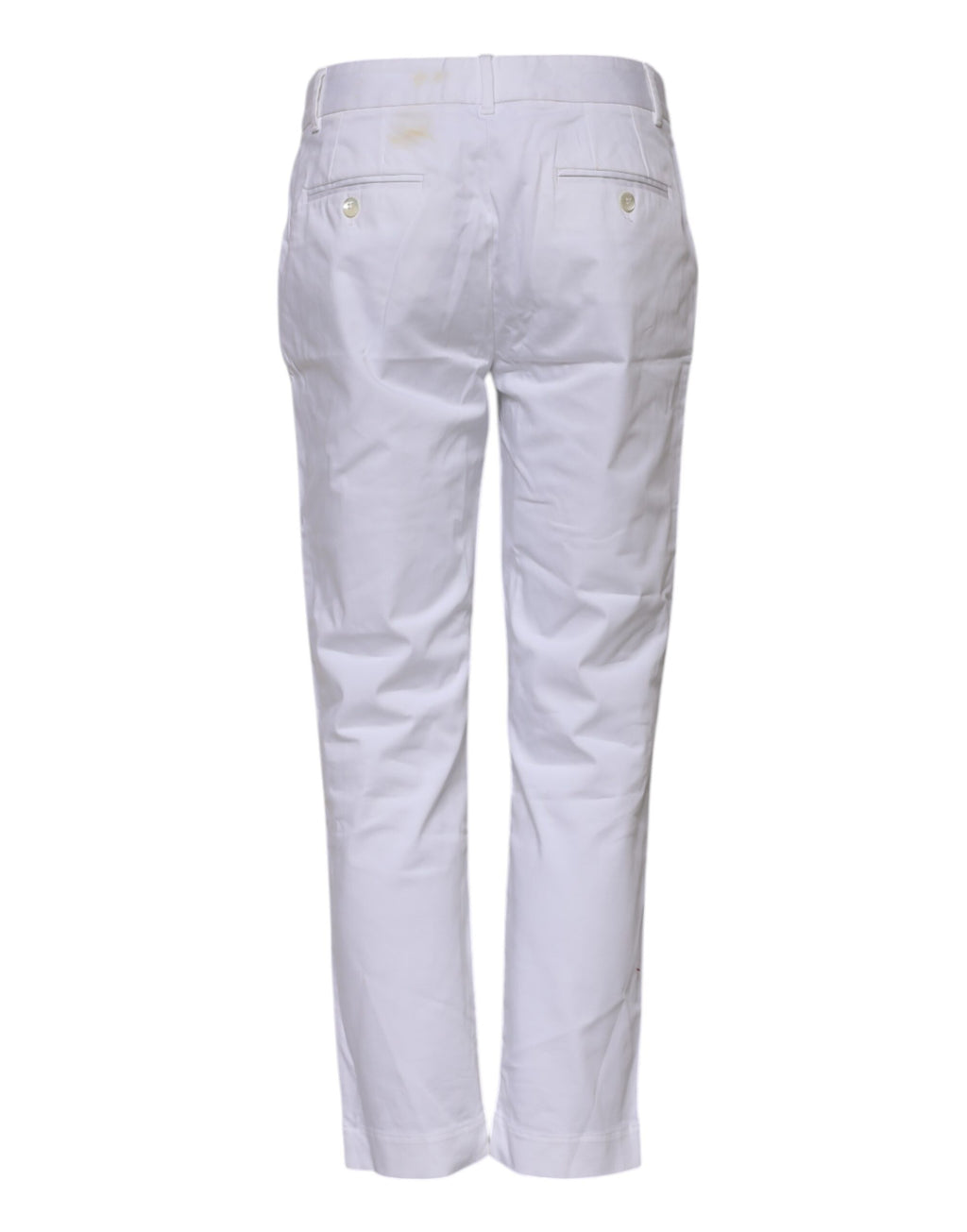 Jeans blancs en coton extensible à taille mi-hauteur de Dolce & Gabbana, affichés sur un fond neutre.