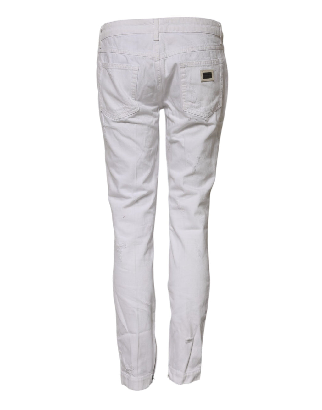 Jeans en denim blanc pour femme Dolce & Gabbana, taille mi-haute, coupe classique, visible sur l’image.