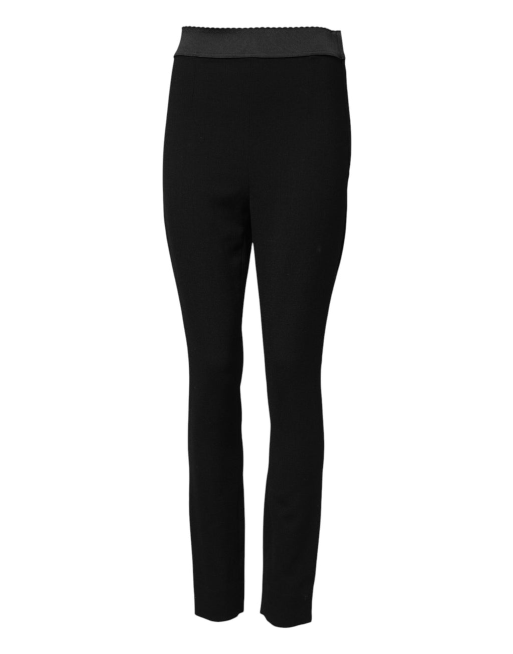 Leggings en laine noire Dolce & Gabbana, pantalons extensibles ajustés, visibles avec une texture douce et élégante.