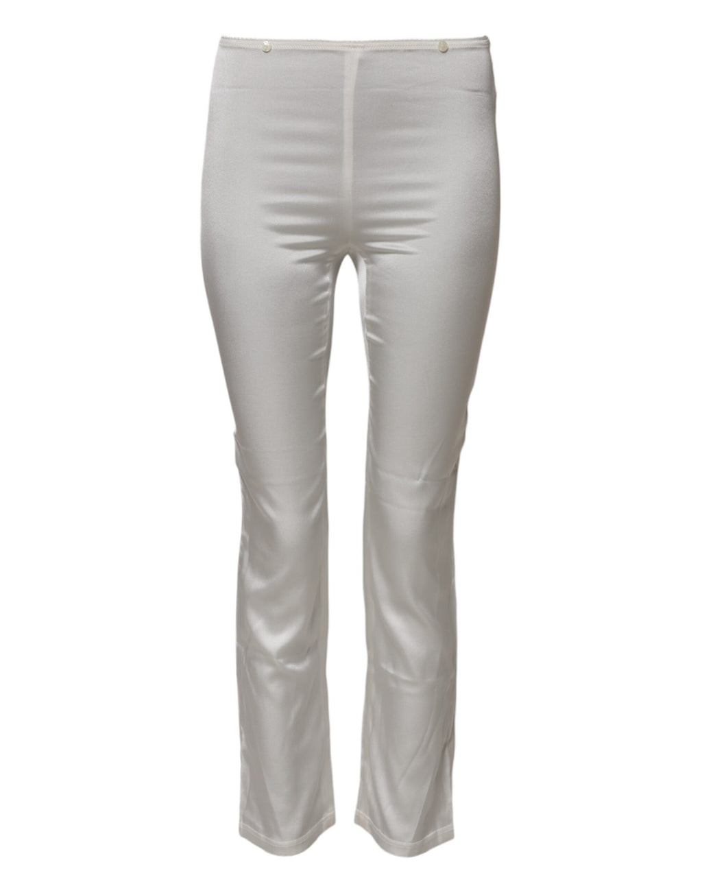 Pantalons en soie ivoire Dolce & Gabbana à taille haute et coupe tapered, élégants et sophistiqués.
