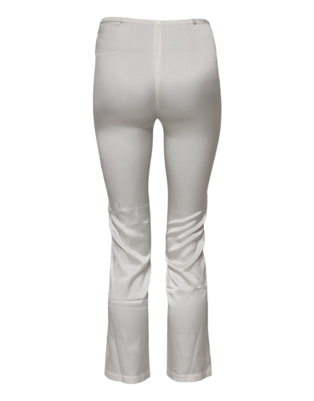 Pantalon en soie ivoire Dolce & Gabbana à taille haute et coupe tapered, élégant et sophistiqué.
