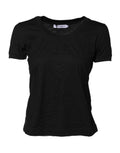 T-shirt noir en coton à manches courtes et col rond de Dolce & Gabbana, vue de face.