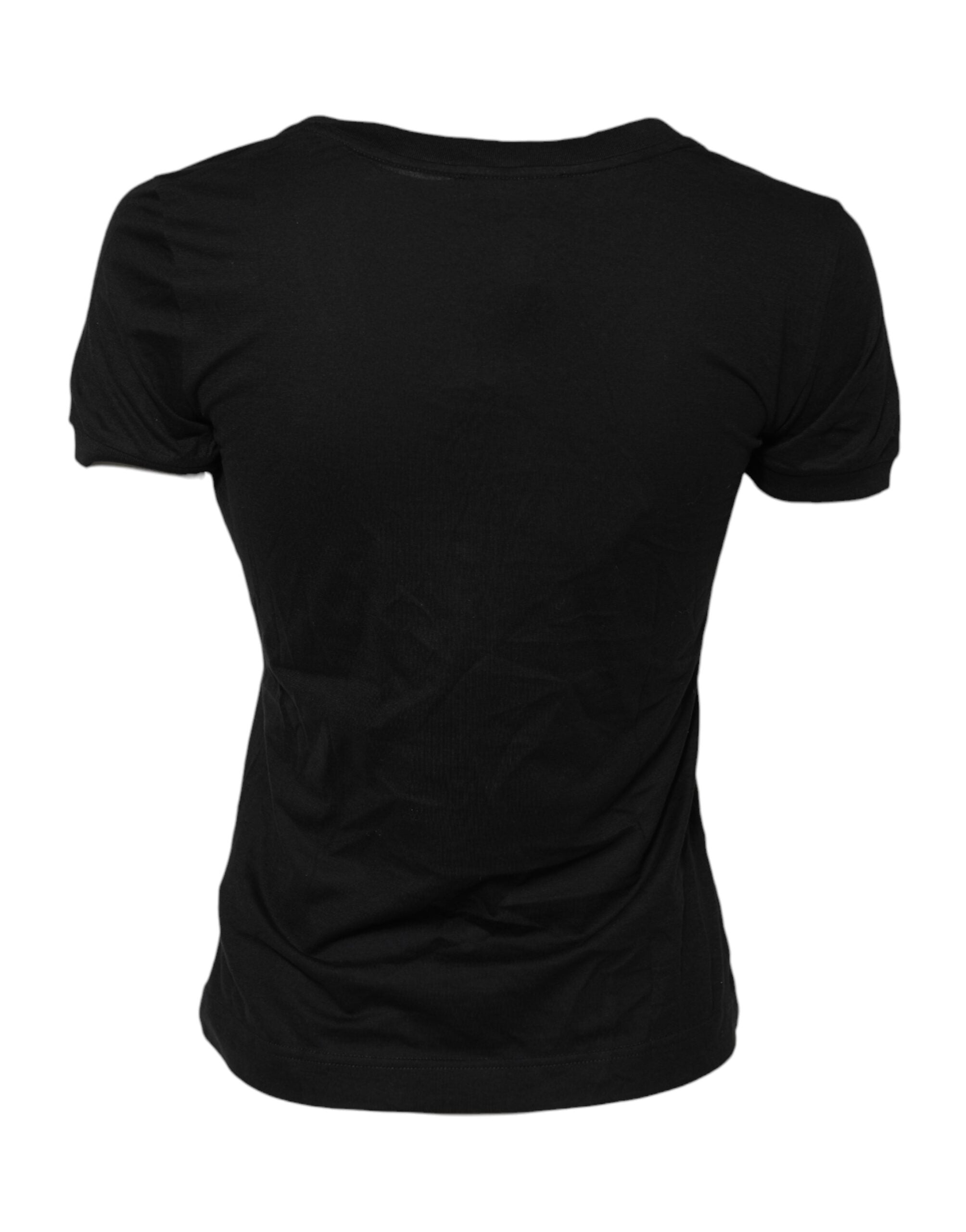T-shirt Dolce & Gabbana en coton noir à manches courtes et col rond, vue de face.