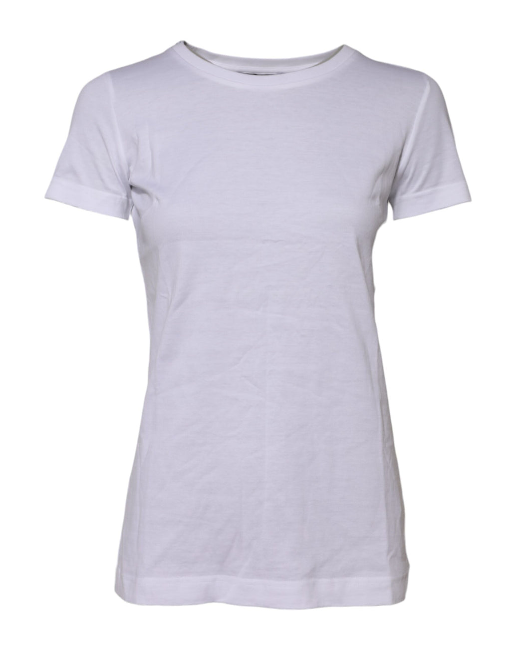 T-shirt blanc en coton à manches courtes et col rond de Dolce & Gabbana, vue de face sur un fond neutre.
