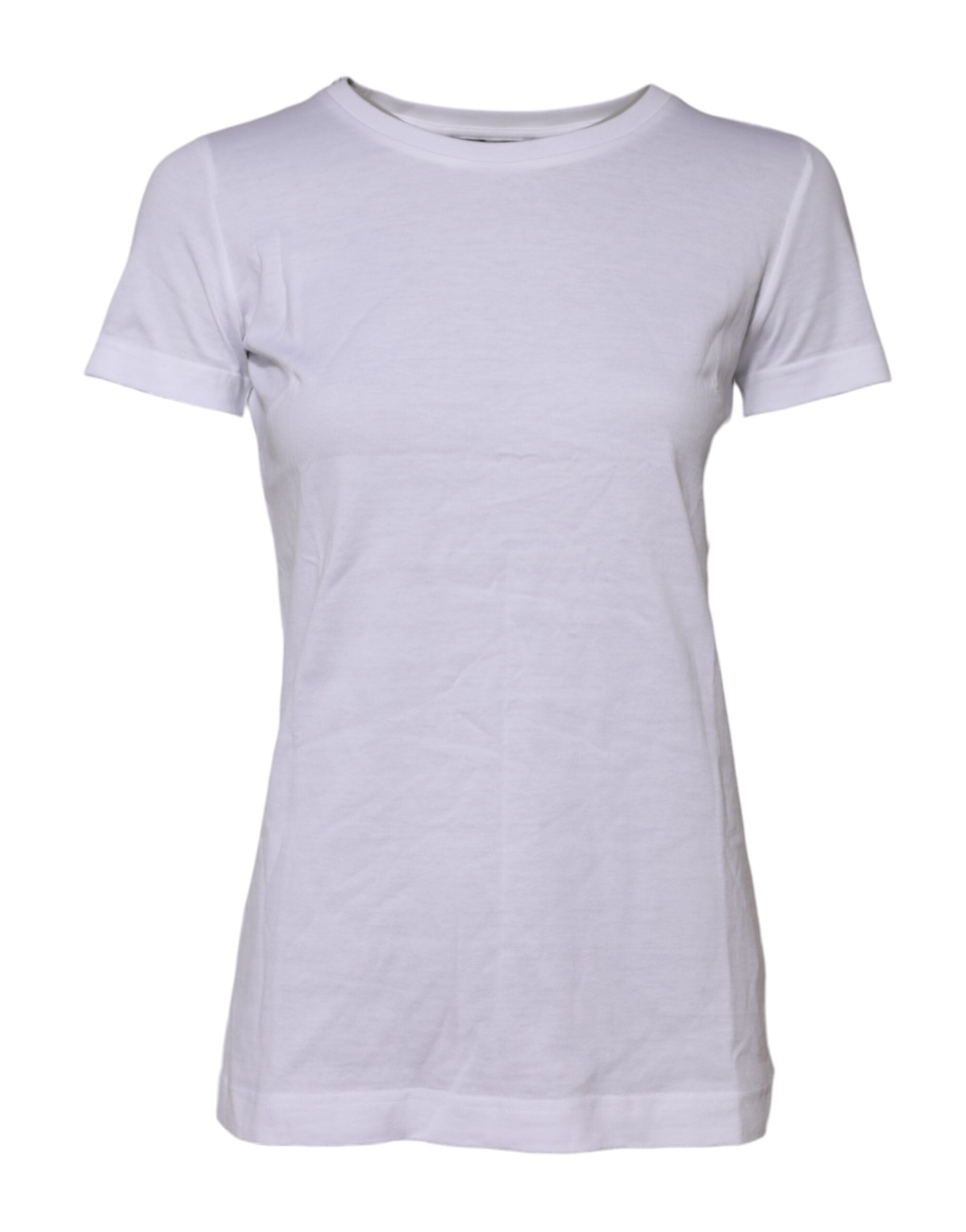 T-shirt blanc en coton à manches courtes et col rond de Dolce & Gabbana, vue de face sur un fond neutre.