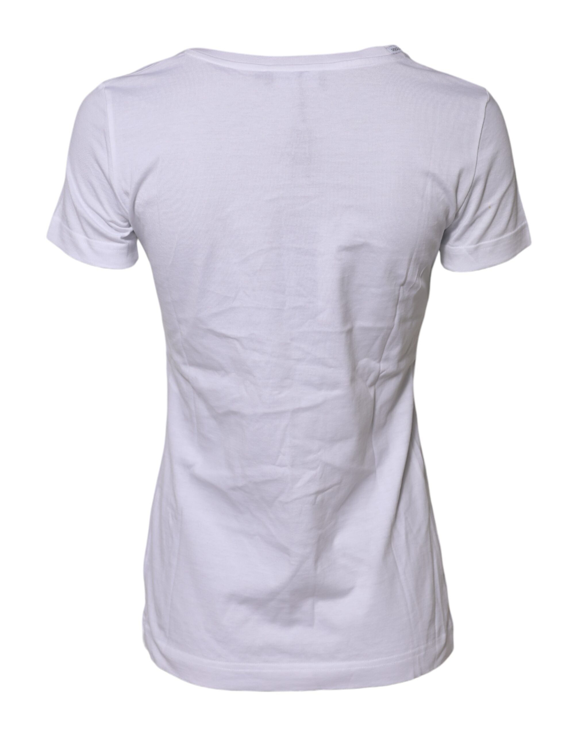 T-shirt blanc en coton à manches courtes et col rond de Dolce & Gabbana, vue de face.
