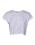 T-shirt court en coton blanc Dolce & Gabbana à manches courtes, style décontracté et élégant, vue de face.