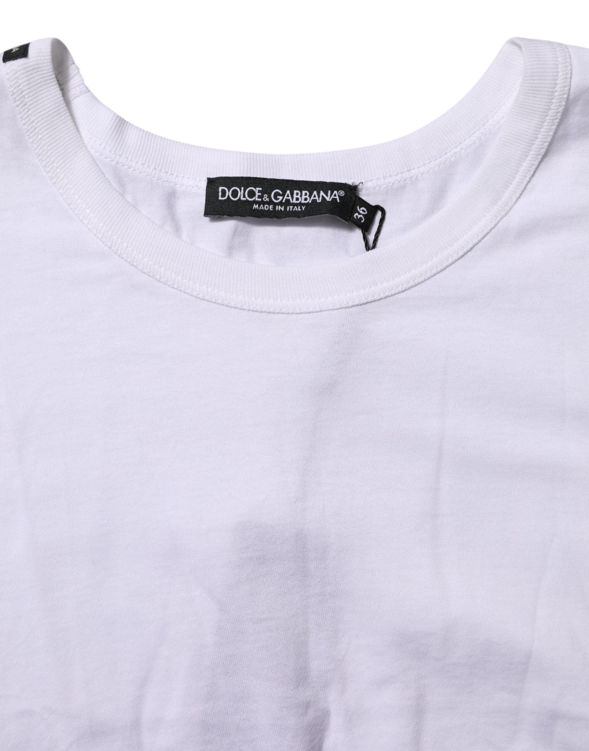 T-shirt court à manches courtes en coton blanc de Dolce & Gabbana, style décontracté et moderne.