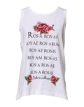 Haut sans manches Dolce & Gabbana en coton blanc avec imprimé, col rond, vue de face.
