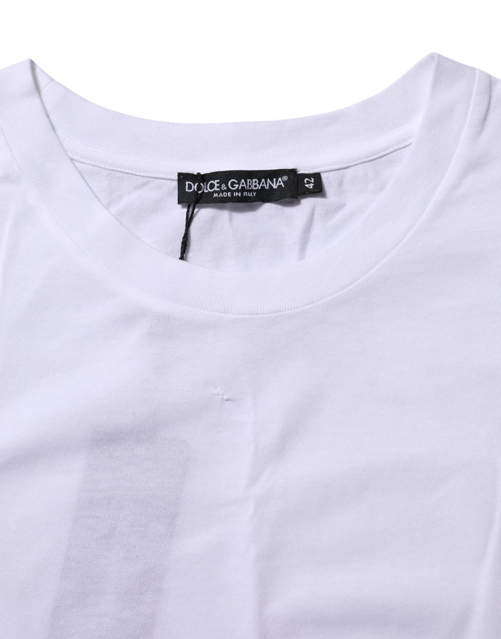 T-shirt blanc en coton à col rond et manches courtes de Dolce & Gabbana, vue de face.