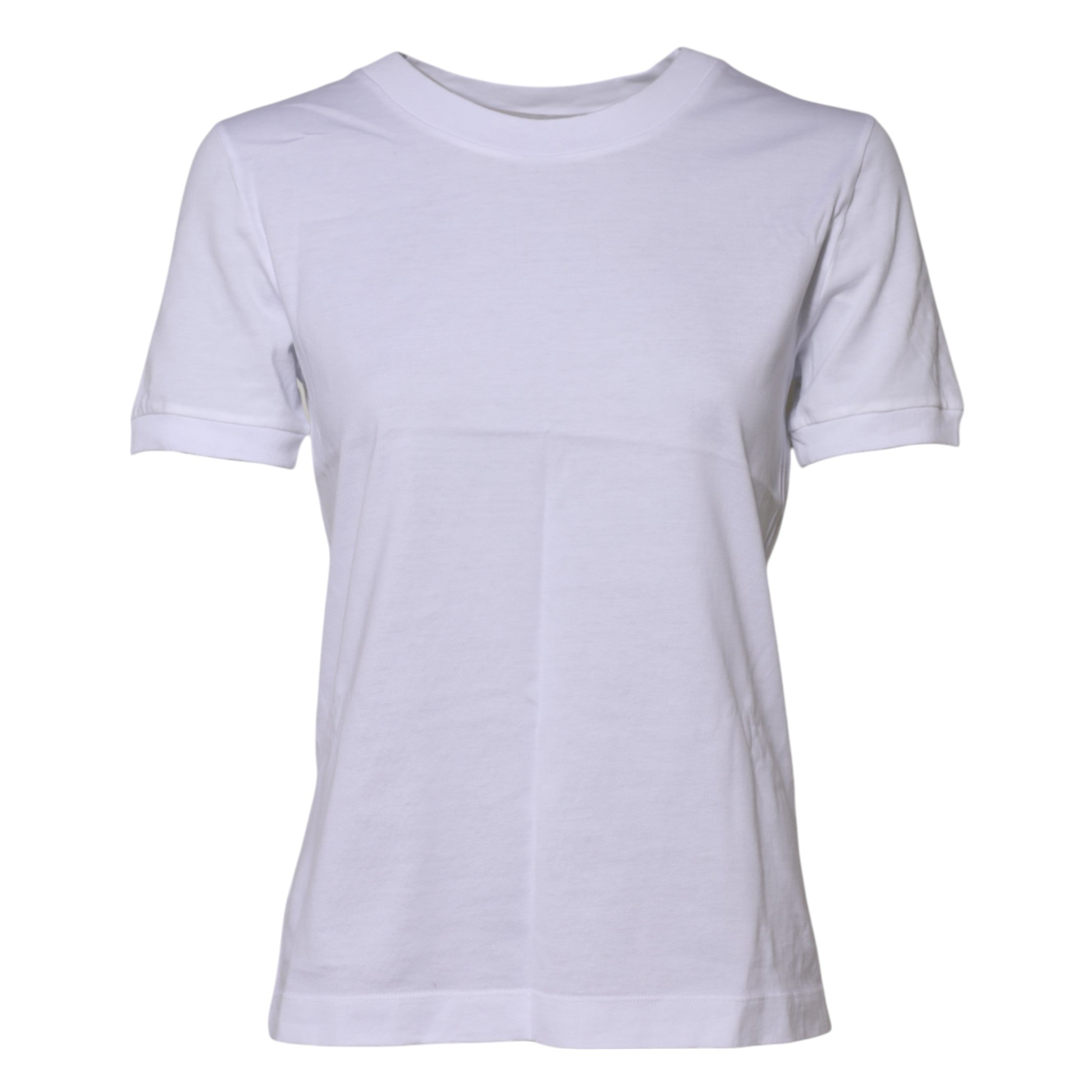 T-shirt blanc en coton Dolce & Gabbana à col rond et manches courtes, vue de face.