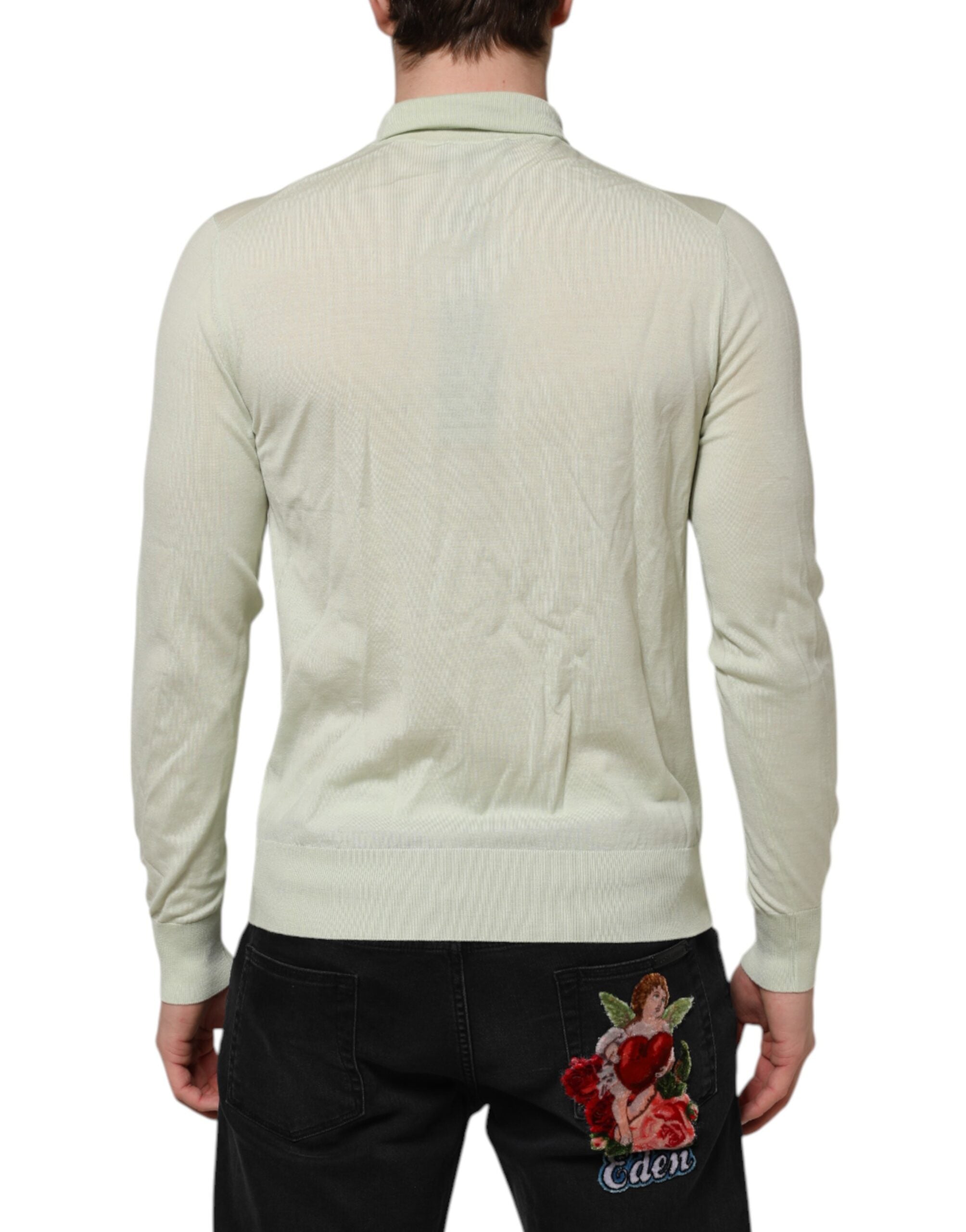 Pull à col roulé en laine vert menthe Dolce & Gabbana, vêtement chaud et élégant pour femme.