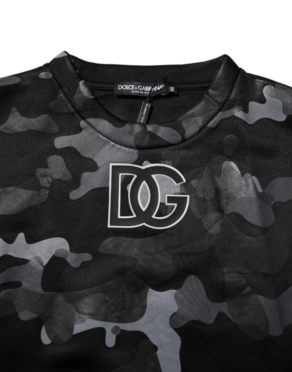 Pull à capuche Dolce & Gabbana noir camouflage, sweat-shirt en molleton avec motif camouflage noir et gris.