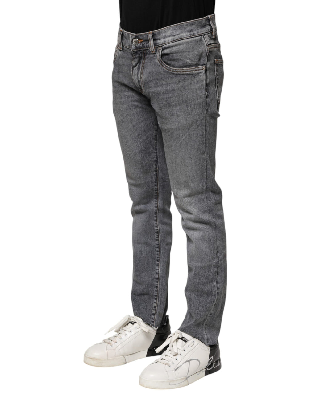 Pantalon en jean skinny en coton gris de Dolce & Gabbana, coupe ajustée et détails modernes visible sur le denim.