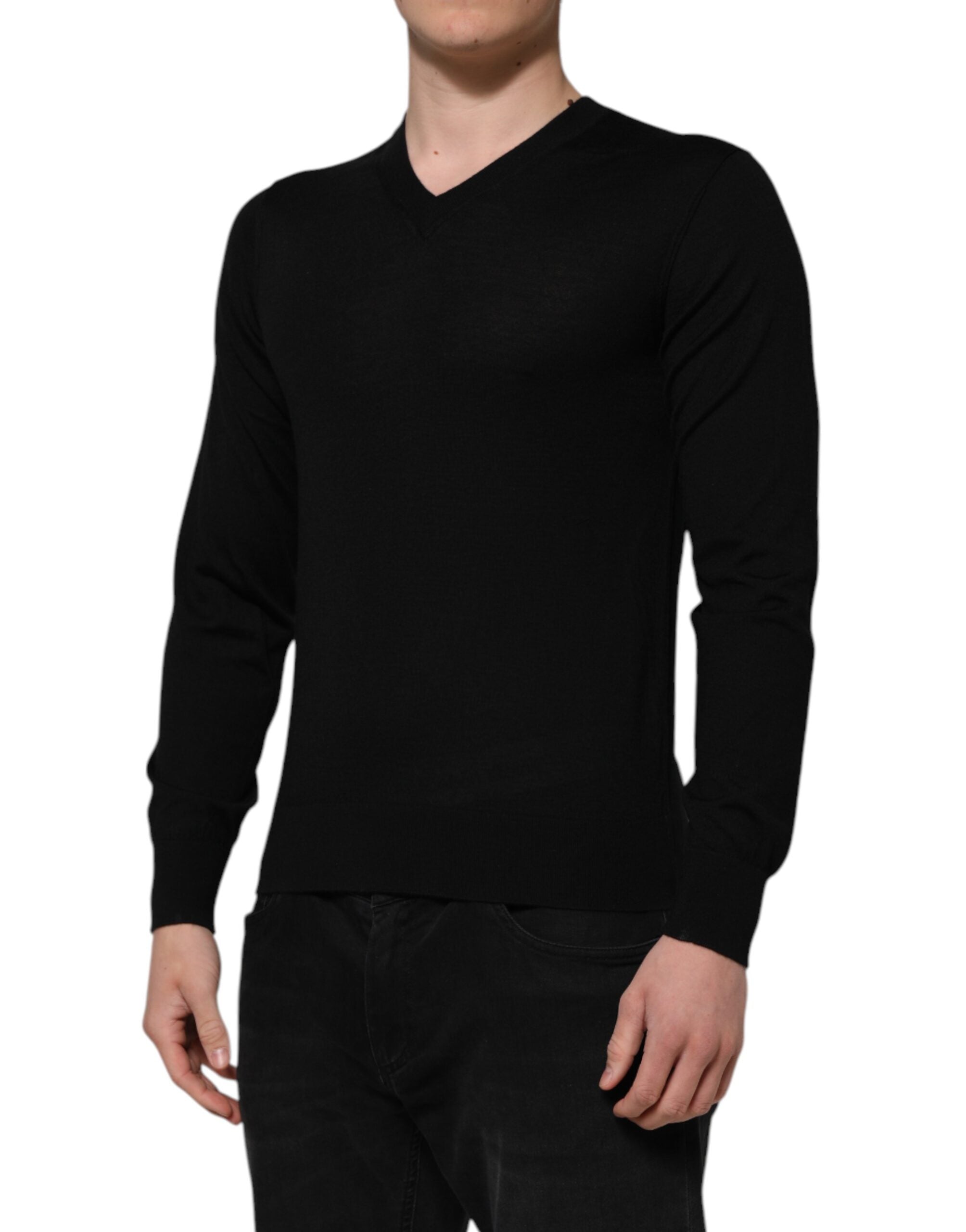 Pull à enfiler gris foncé Dolce & Gabbana avec logo brodé, doux et confortable, pour un style élégant.