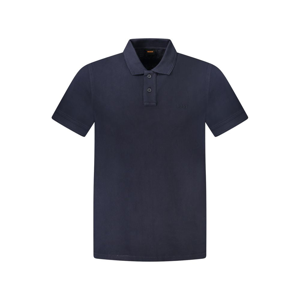 Polo homme Hugo Boss Blu en coton, col classique et manches courtes, vue frontale sur un fond blanc.