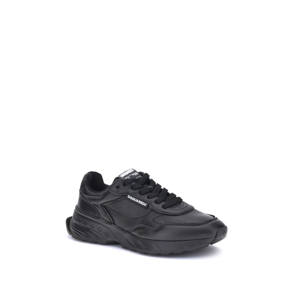 Chaussures sport en cuir de veau noir Dsquared² Bos Taurus, baskets athlétiques élégantes et confortables.