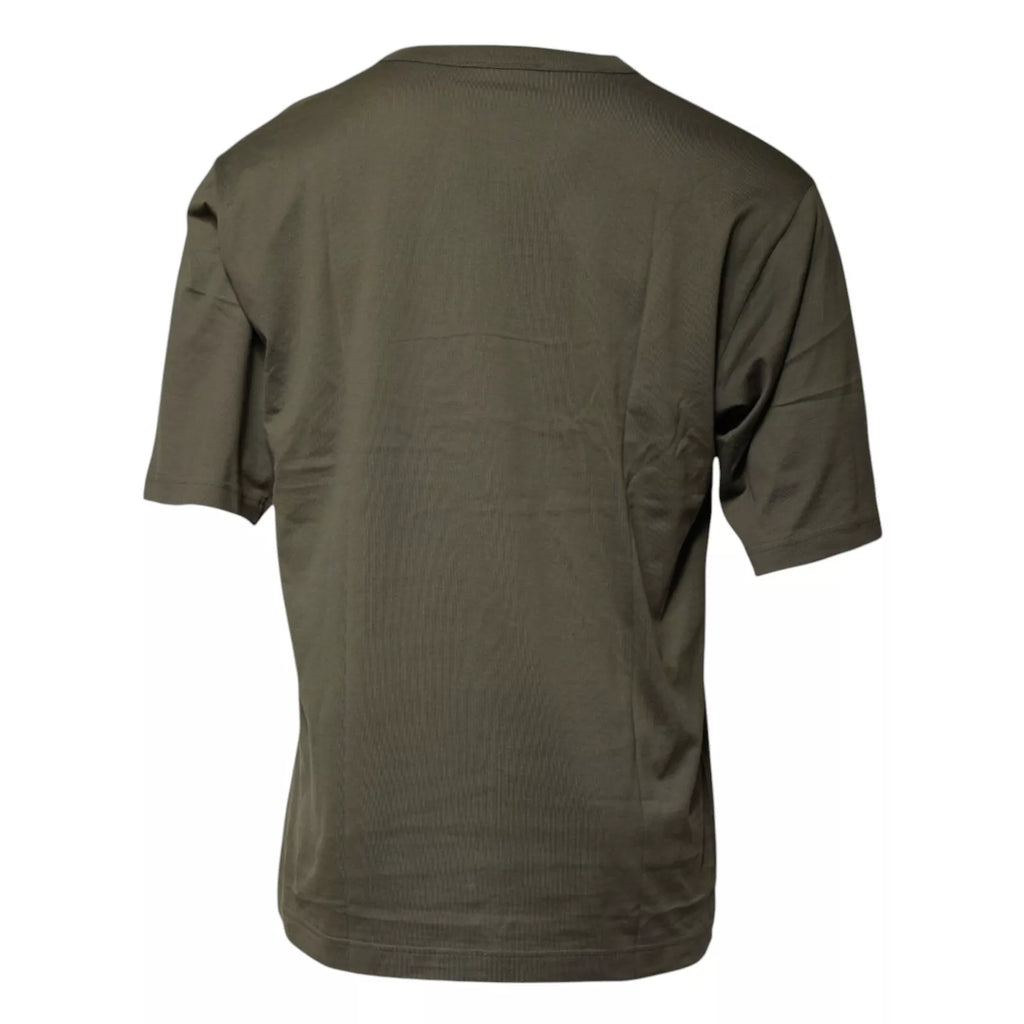 T-shirt en coton vert army Dolce & Gabbana DG Love à col rond, élégante et décontractée, visible en détail sur l'image.