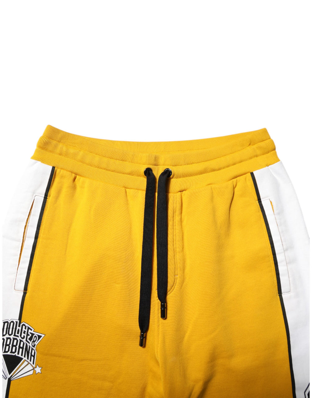 Pantalon de jogging jaune Dolce & Gabbana en coton 100 %, style décontracté et confortable pour homme.