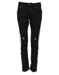Dolce & Gabbana Schwarze zerrissene Jeans mit weißem Futter
