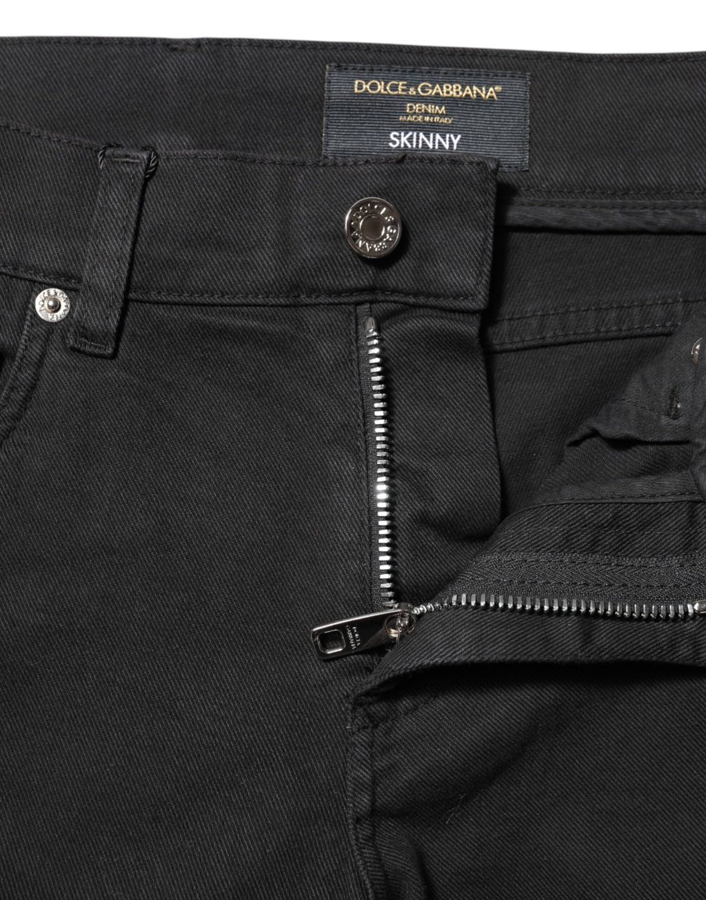 Dolce & Gabbana Schwarze zerrissene Jeans mit weißem Futter