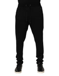 Pantalons jogger pour homme Dolce & Gabbana, skinny en viscose noire avec logo, style décontracté et moderne.