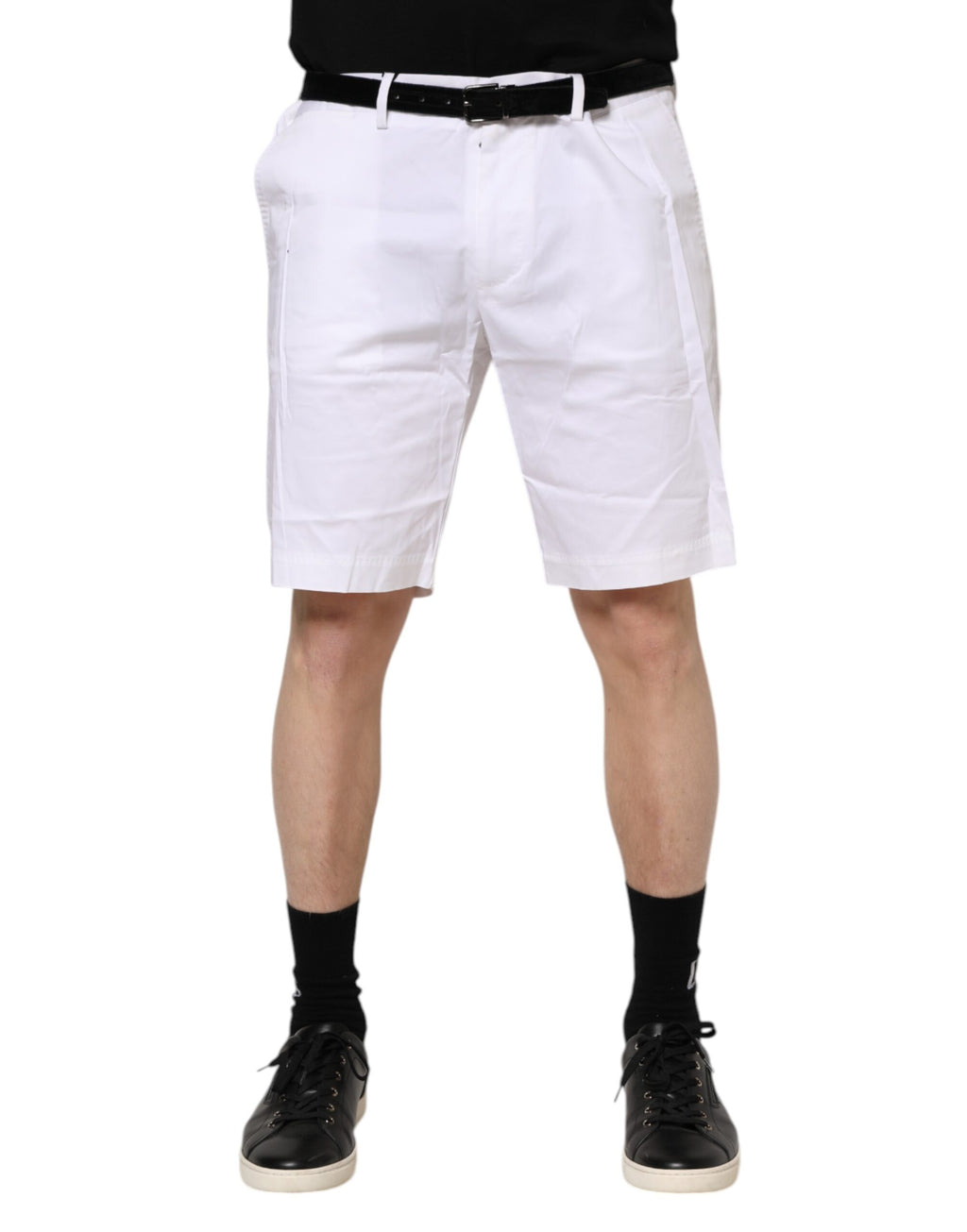 Shorts décontractés pour homme Dolce & Gabbana, chino blanc en coton extensible, style casual et confortable.