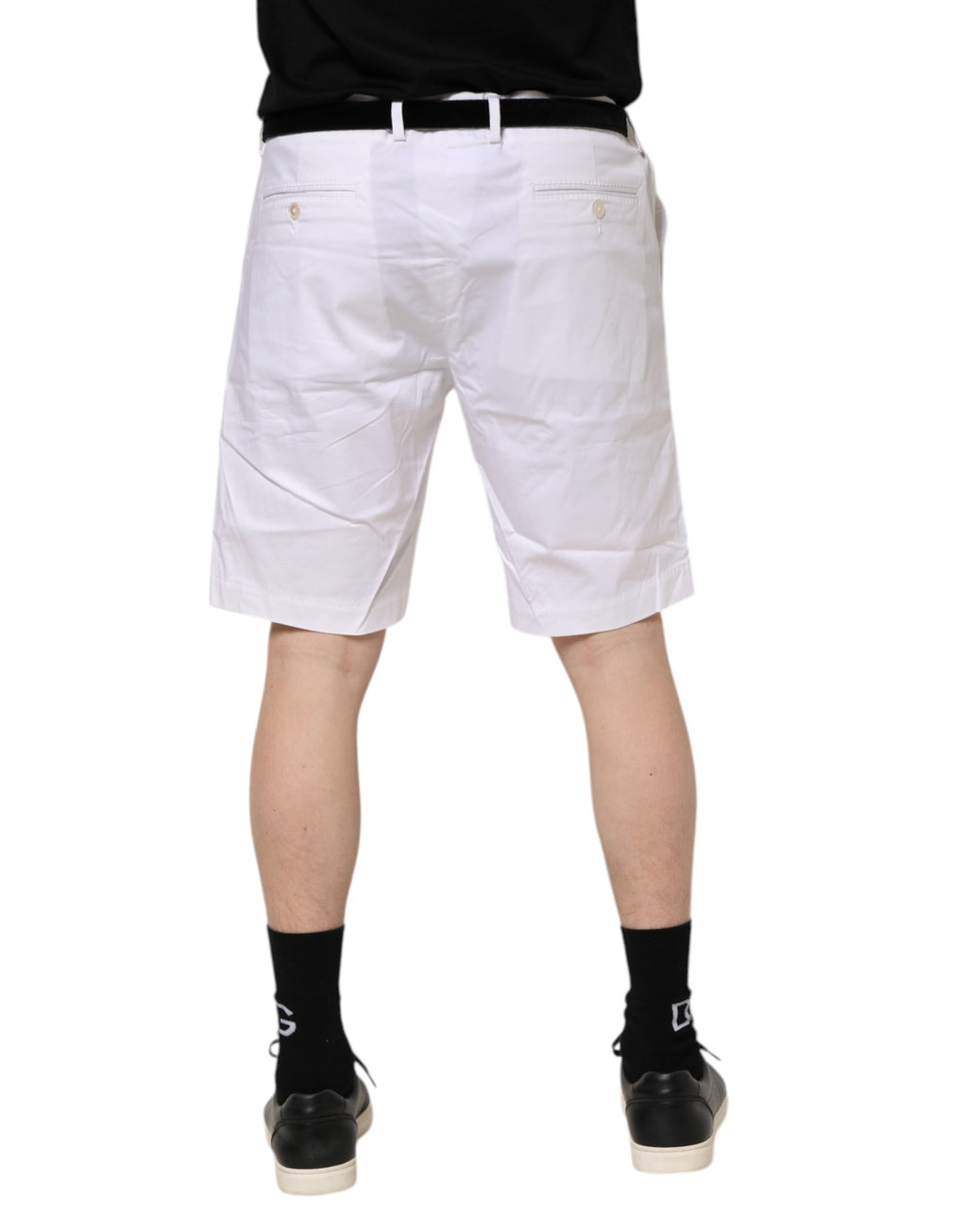 Shorts décontractés en coton stretch blanc Dolce & Gabbana, chinos confortables pour un style casual élégant.