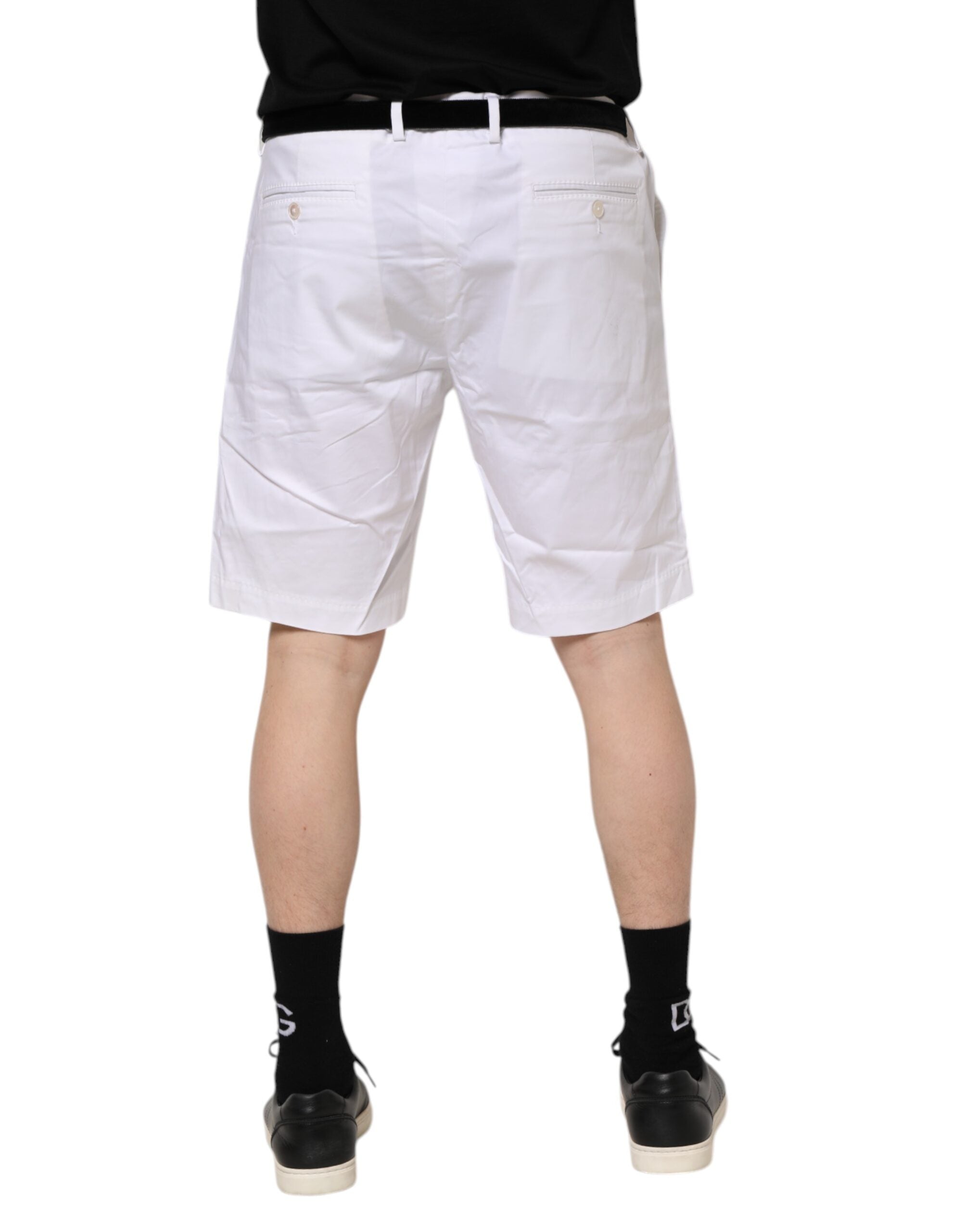 Shorts décontractés en coton stretch blanc Dolce & Gabbana, chinos confortables pour un style casual élégant.