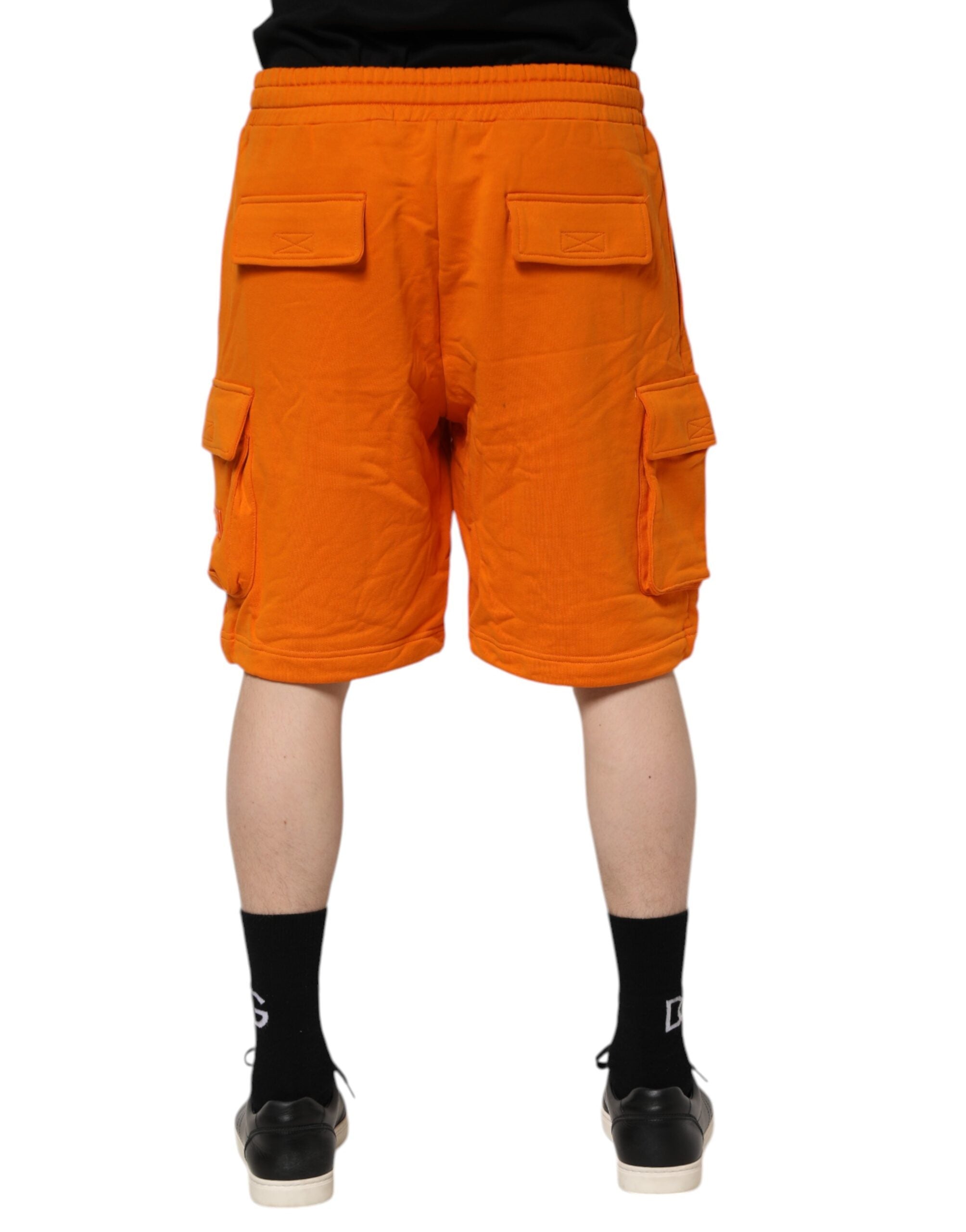 Shorts cargo décontractés en coton orange pour homme de Dolce & Gabbana, style casual et confortable.