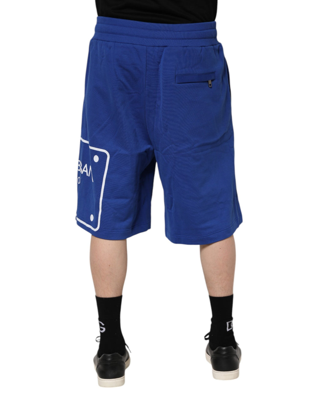 Shorts bermuda en coton bleu avec logo Dolce & Gabbana, sweatshorts décontractés pour homme.