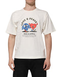 T-shirt blanc pour homme Dolce & Gabbana en coton avec motif Love Peace et col rond, vue de face.