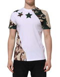 T-shirt homme Dolce & Gabbana en coton blanc camouflage à col rond, style décontracté et moderne.
