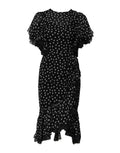 Robe en chiffon à pois noir et blanc de Dolce & Gabbana avec dentelle, élégante et fluide, pour une allure sophistiquée.