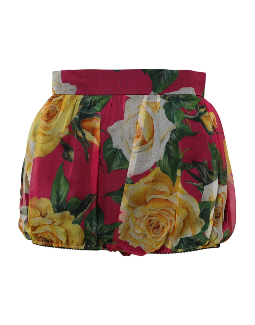 Shorts pour femmes Dolce & Gabbana à fleurs rouges, taille haute, style hot pants, pantalon court féminin à la mode.