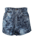 Shorts en denim coton à fleurs bleues Dolce & Gabbana, pantalons courts élégants avec motif floral.