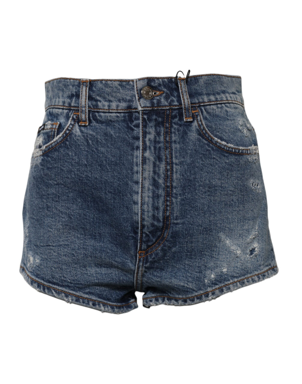 Shorts en jean déchiquetés en coton bleu Dolce & Gabbana, style hot pants avec détails usés et coupe ajustée
