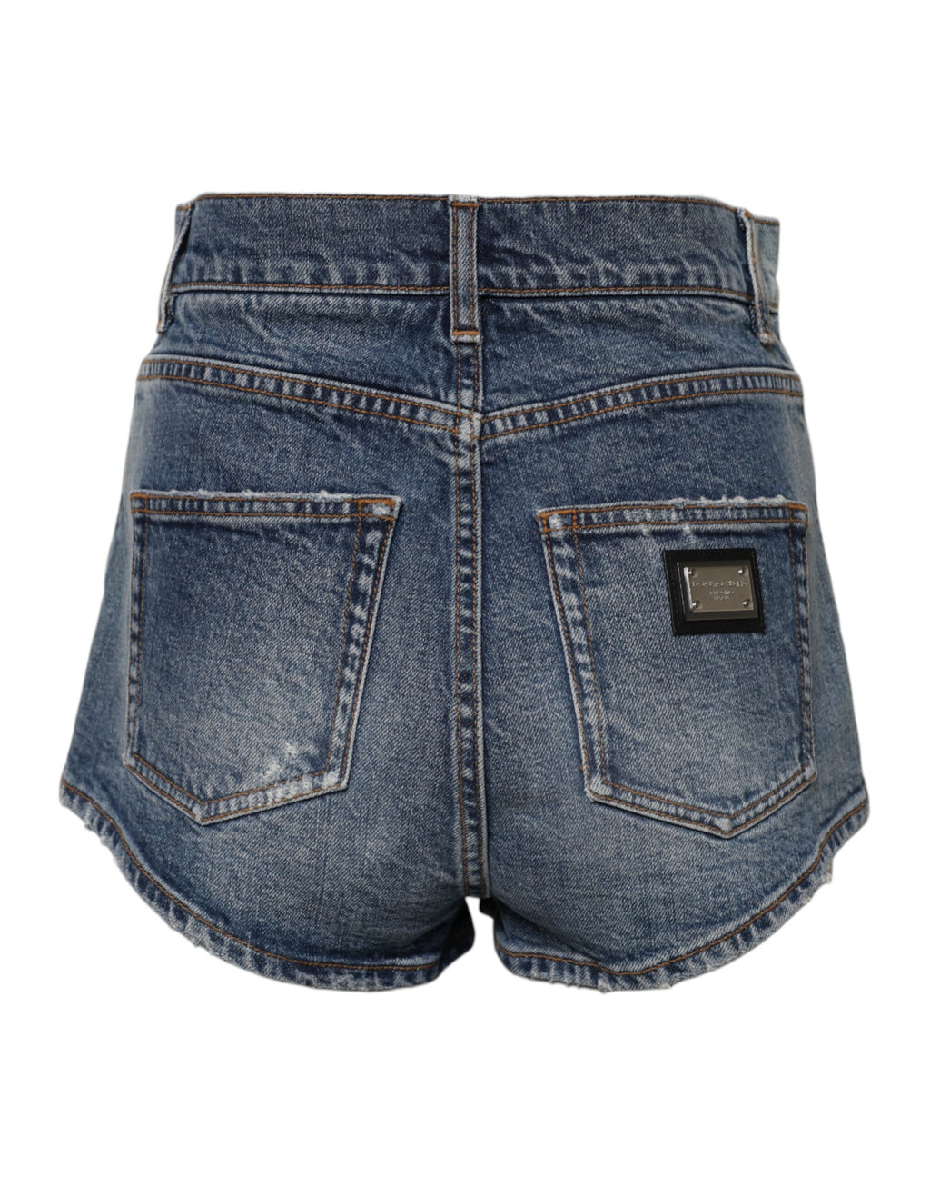 Shorts en denim coton déchiré Dolce & Gabbana, pantalons courts bleus tendance avec style décontracté.