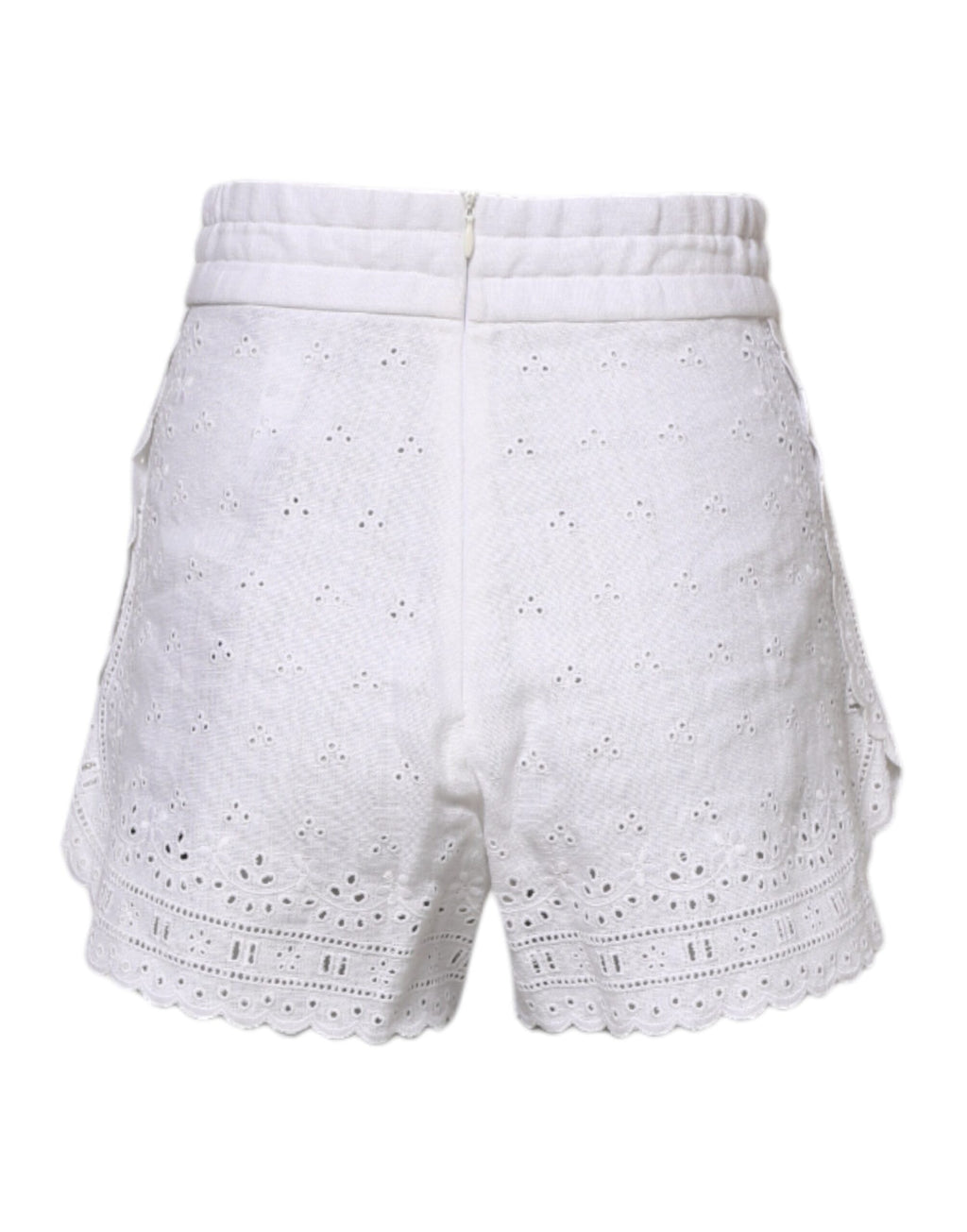 Shorts en lin blanc Dolce & Gabbana à taille haute, mode estivale élégante avec détails sophistiqués.